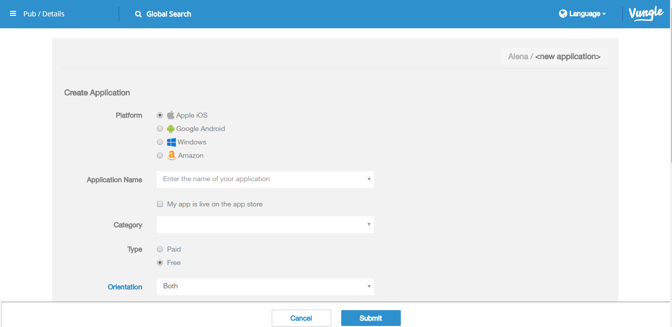 Скриншот (снимок экрана) Vungle