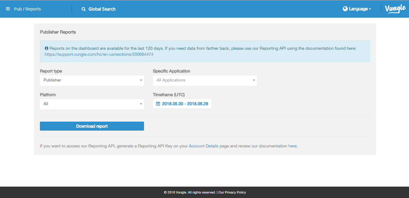 Скриншот (снимок экрана) Vungle