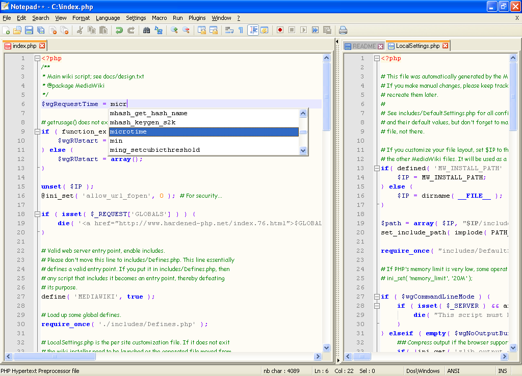 Скриншот (снимок экрана) Notepad++