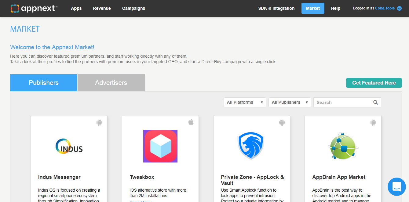 Скриншот (снимок экрана) Appnext