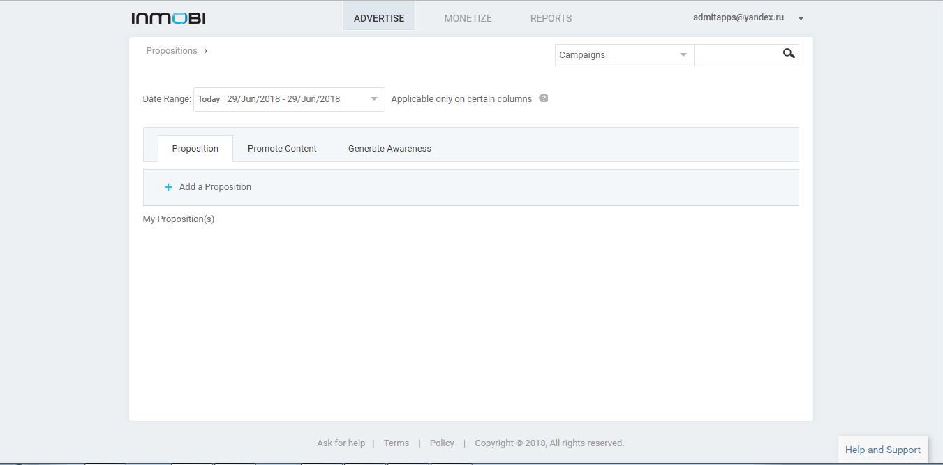 Скриншот (снимок экрана) InMobi