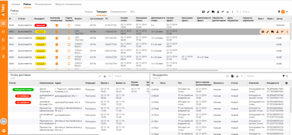Скриншот (снимок экрана) Адвантум TMS
