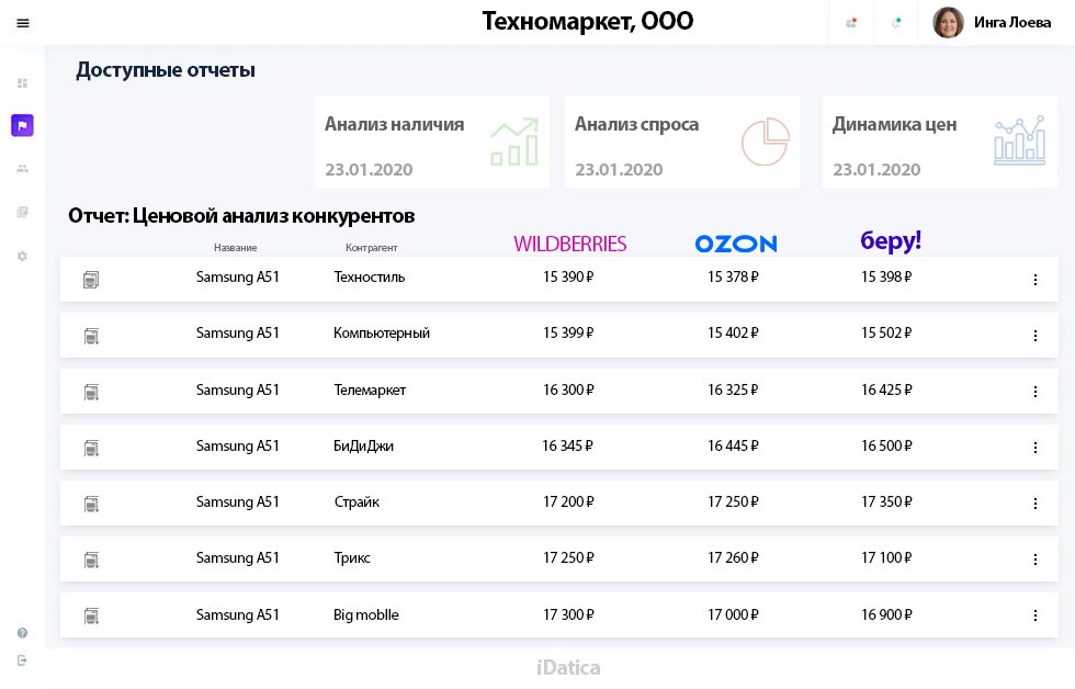 Скриншот (снимок экрана) iDatica